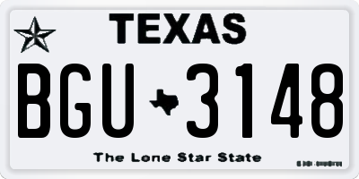 TX license plate BGU3148