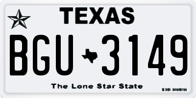 TX license plate BGU3149