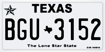 TX license plate BGU3152