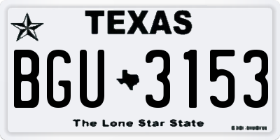 TX license plate BGU3153