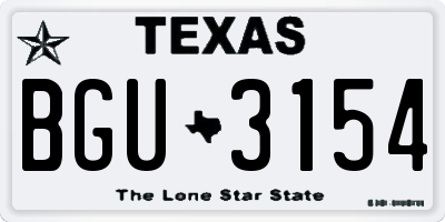 TX license plate BGU3154