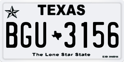 TX license plate BGU3156