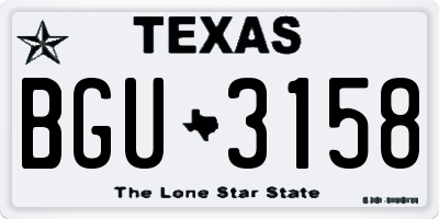 TX license plate BGU3158
