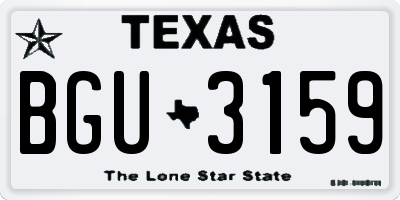 TX license plate BGU3159