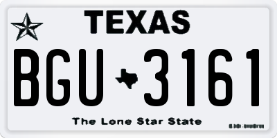 TX license plate BGU3161