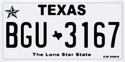 TX license plate BGU3167