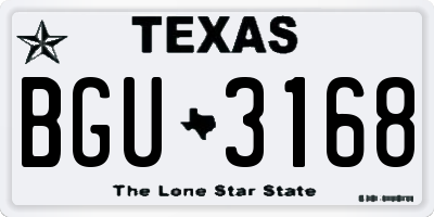 TX license plate BGU3168