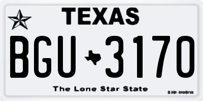 TX license plate BGU3170