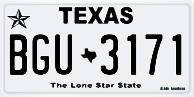 TX license plate BGU3171