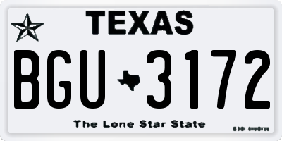 TX license plate BGU3172
