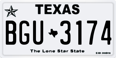 TX license plate BGU3174