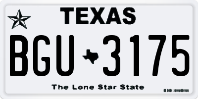 TX license plate BGU3175
