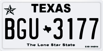 TX license plate BGU3177