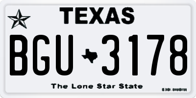TX license plate BGU3178