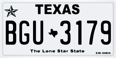 TX license plate BGU3179