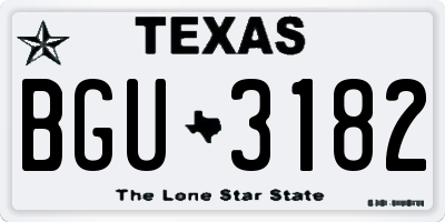 TX license plate BGU3182
