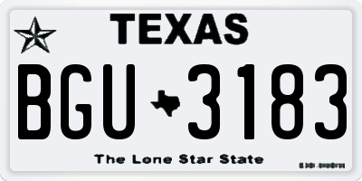 TX license plate BGU3183