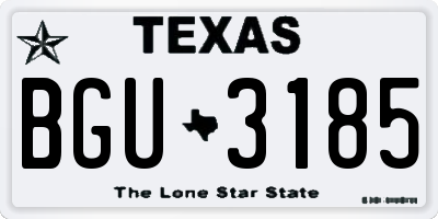 TX license plate BGU3185