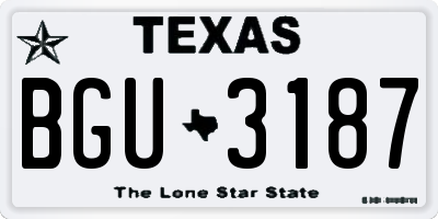 TX license plate BGU3187