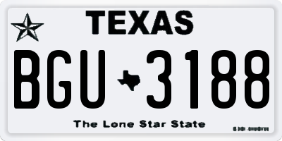 TX license plate BGU3188