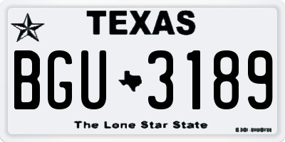 TX license plate BGU3189
