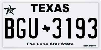 TX license plate BGU3193