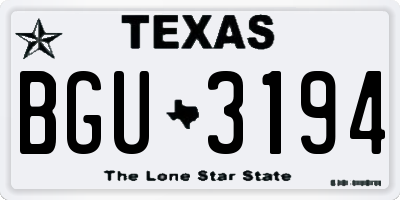TX license plate BGU3194