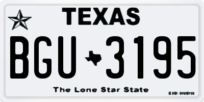 TX license plate BGU3195
