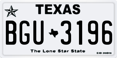 TX license plate BGU3196