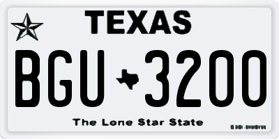 TX license plate BGU3200