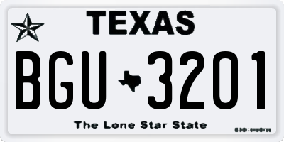 TX license plate BGU3201