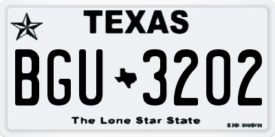 TX license plate BGU3202