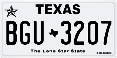 TX license plate BGU3207
