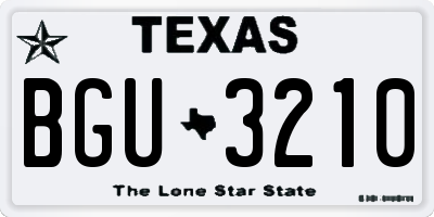 TX license plate BGU3210