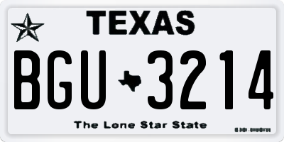 TX license plate BGU3214