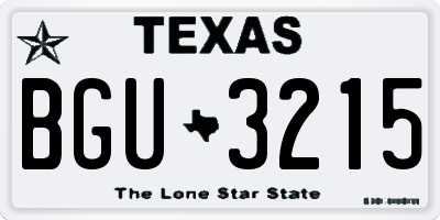 TX license plate BGU3215