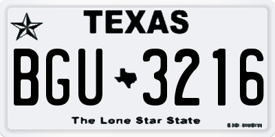 TX license plate BGU3216