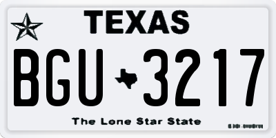 TX license plate BGU3217