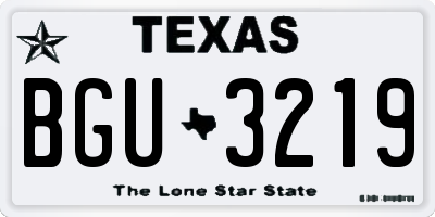 TX license plate BGU3219