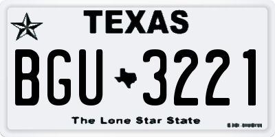 TX license plate BGU3221
