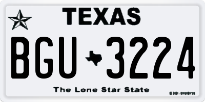 TX license plate BGU3224