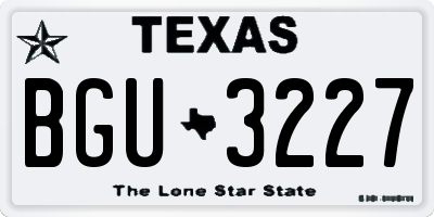 TX license plate BGU3227
