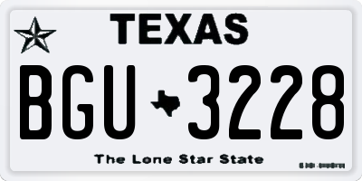 TX license plate BGU3228