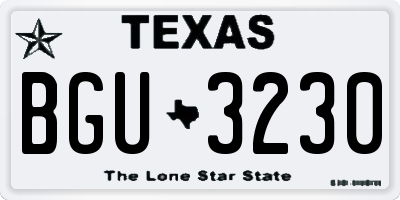 TX license plate BGU3230