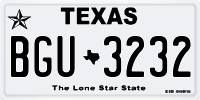 TX license plate BGU3232