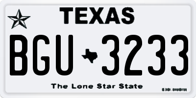 TX license plate BGU3233