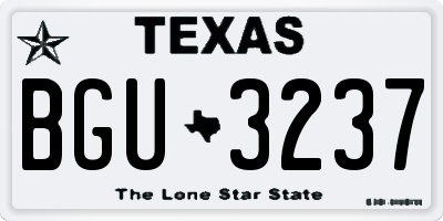 TX license plate BGU3237