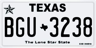 TX license plate BGU3238