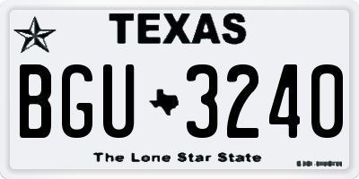 TX license plate BGU3240