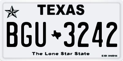 TX license plate BGU3242